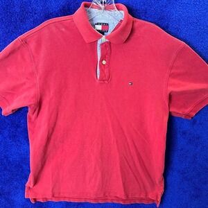 Tommy Hilfiger red polo shirt kids size‎ medium #poloshirt #embroidered